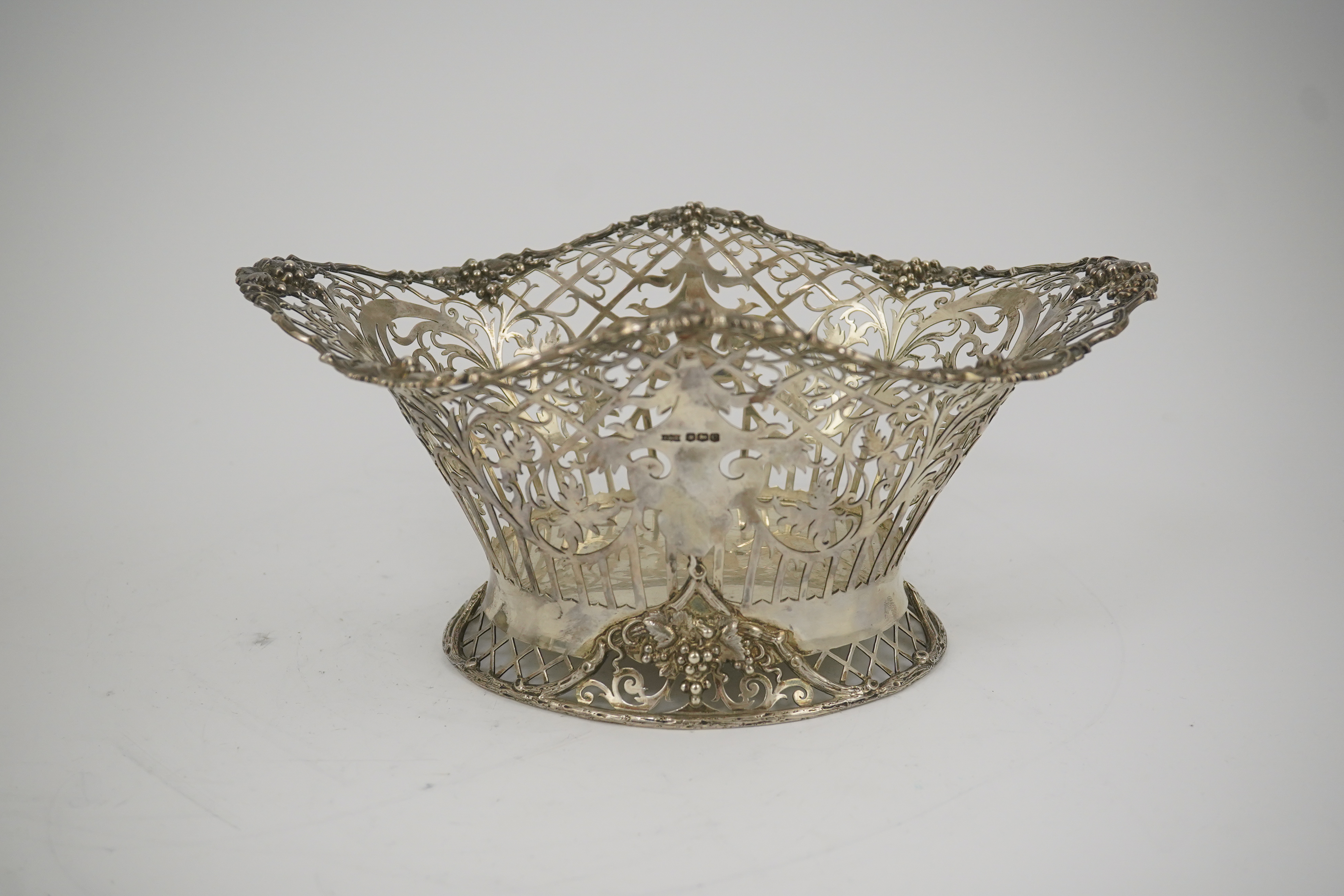 A George V pierced silver oval bowl, by James Dixon & Sons